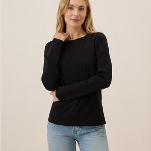 NEW Pact Organic Cotton Women's Luxe Long Sleeve Size Small in Black NWOT